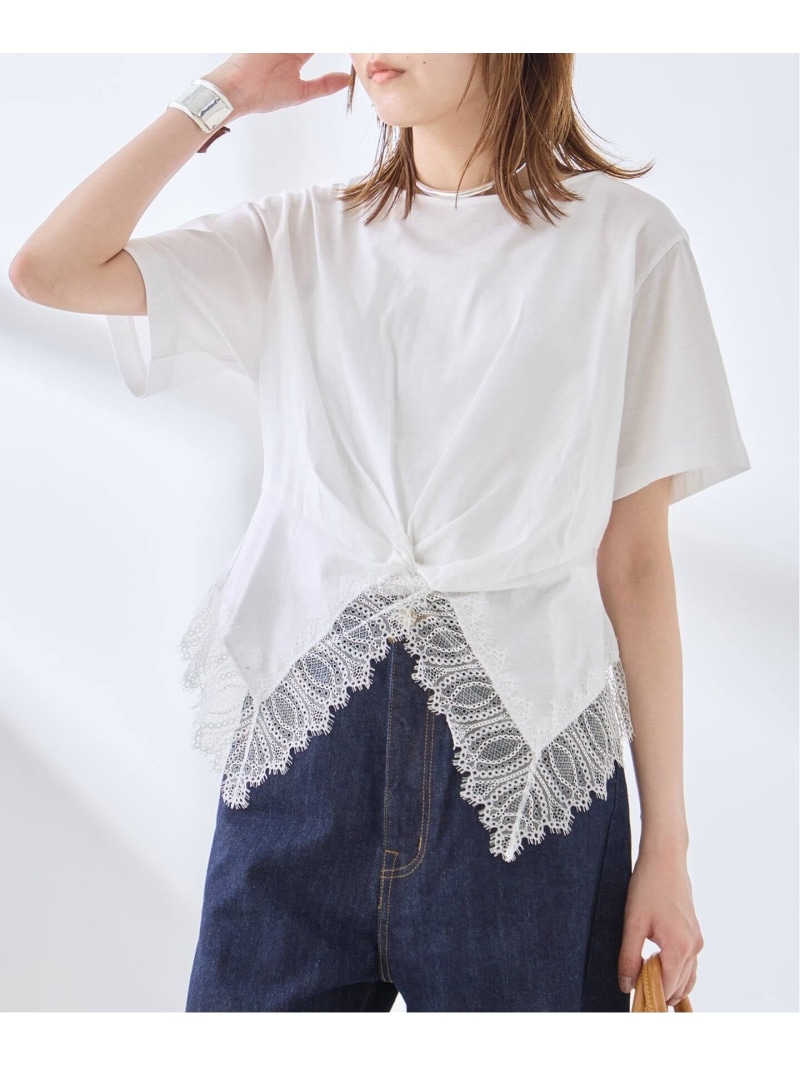 レーストップスTシャツ JOURNAL STANDARD L'ESSAGE ジャーナルスタンダード レサージュ トップス カットソー・Tシャツ ホワイト ブラック【送料無料】[ Fashion]｜JOURNAL STANDARD