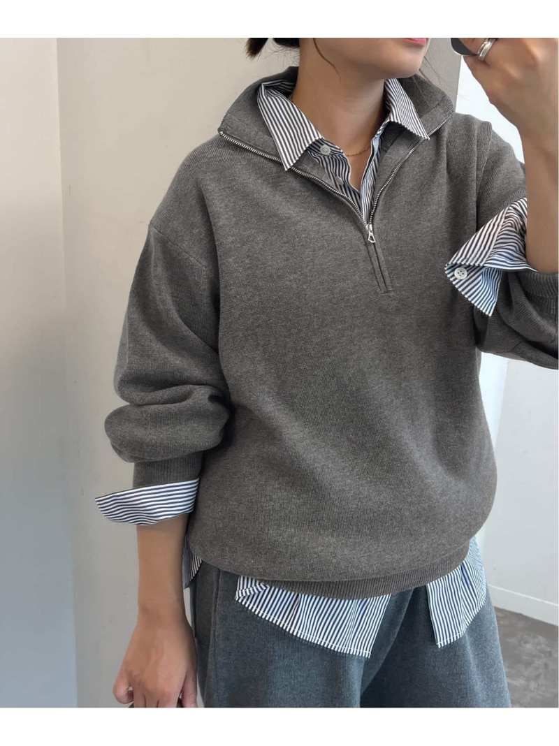 《WEB限定予約》ウォッシャブルTEXBRID ハーフZIP JOURNAL STANDARD ジャーナル スタンダード トップス ニット グレー ブラック【先行予約】*【送料無料】[ Fashion]｜JOURNAL STANDARD 10,780円