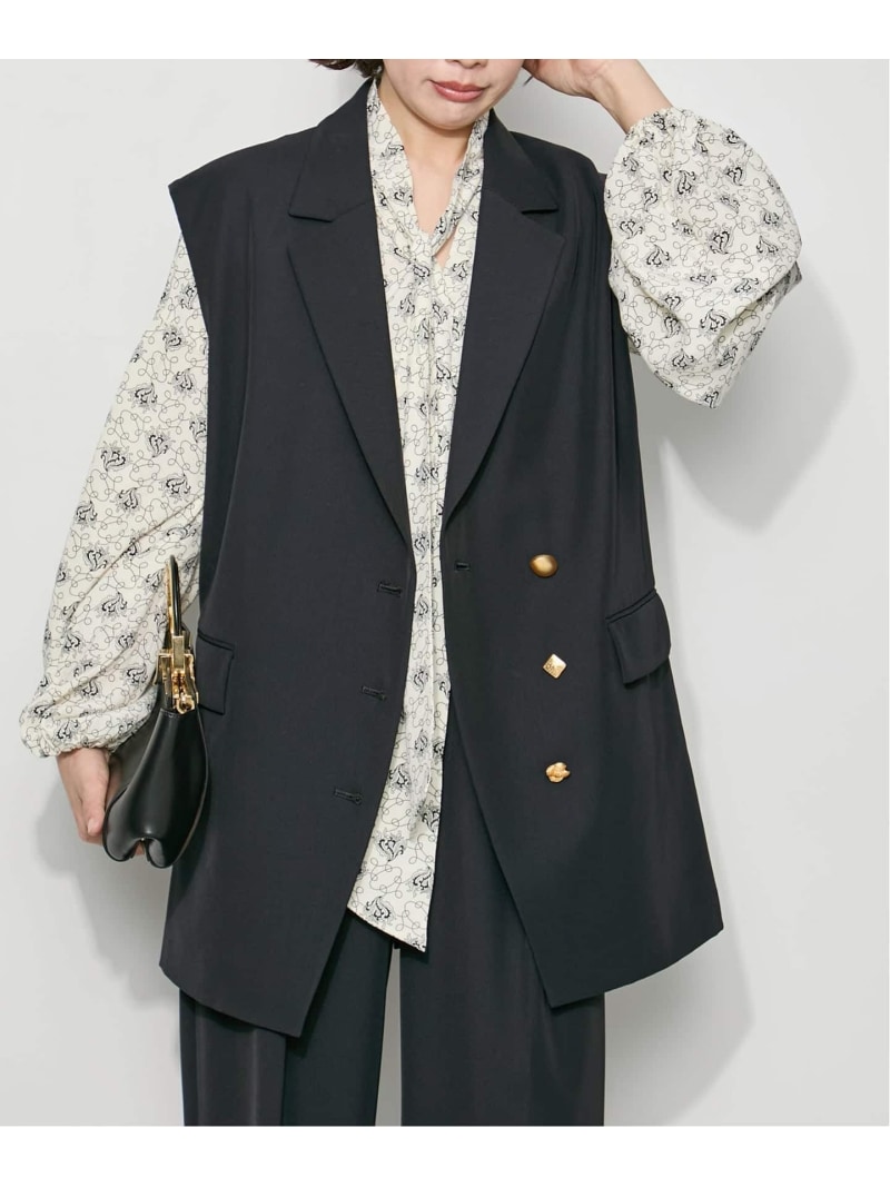 【SALE／30%OFF】《追加》ヴィスポリギャバオーナメントベスト JOURNAL STANDARD L'ESSAGE ジャーナルスタンダード レサージュ トップス ベスト・ジレ ネイビー グレー【RBA_E】【送料無料】[ Fashion]｜JOURNAL STANDARD