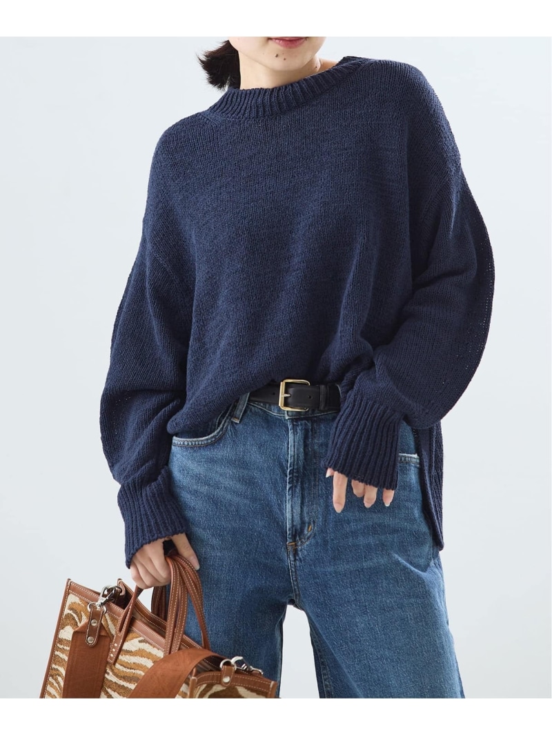 【SALE／30%OFF】【金子綾さん着用】コットンTAPEワイドプルオーバー JOURNAL STANDARD L'ESSAGE ジャーナルスタンダード レサージュ トップス ニット ベージュ グリーン ネイビー【RBA_E】【送料無料】[ Fashion]｜JOURNAL STANDARD