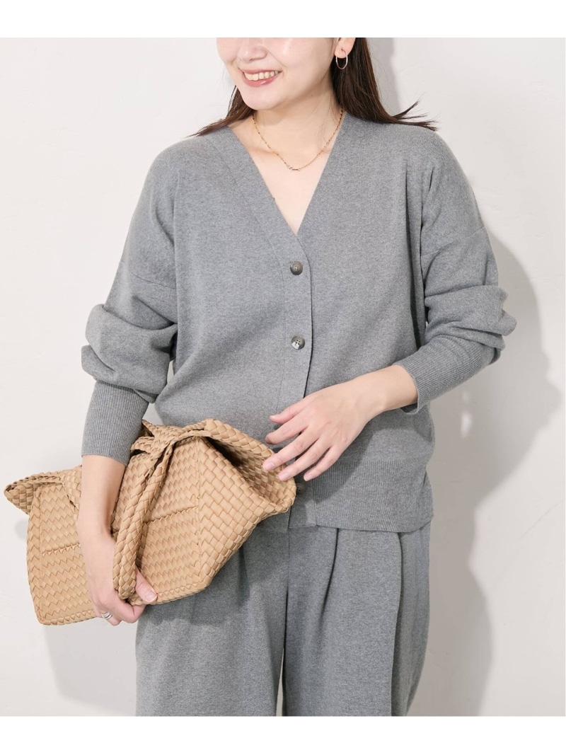 コットンシルクミックスVカーディガン JOURNAL STANDARD ジャーナル スタンダード トップス カーディガン ネイビー グレー【送料無料】[ Fashion]