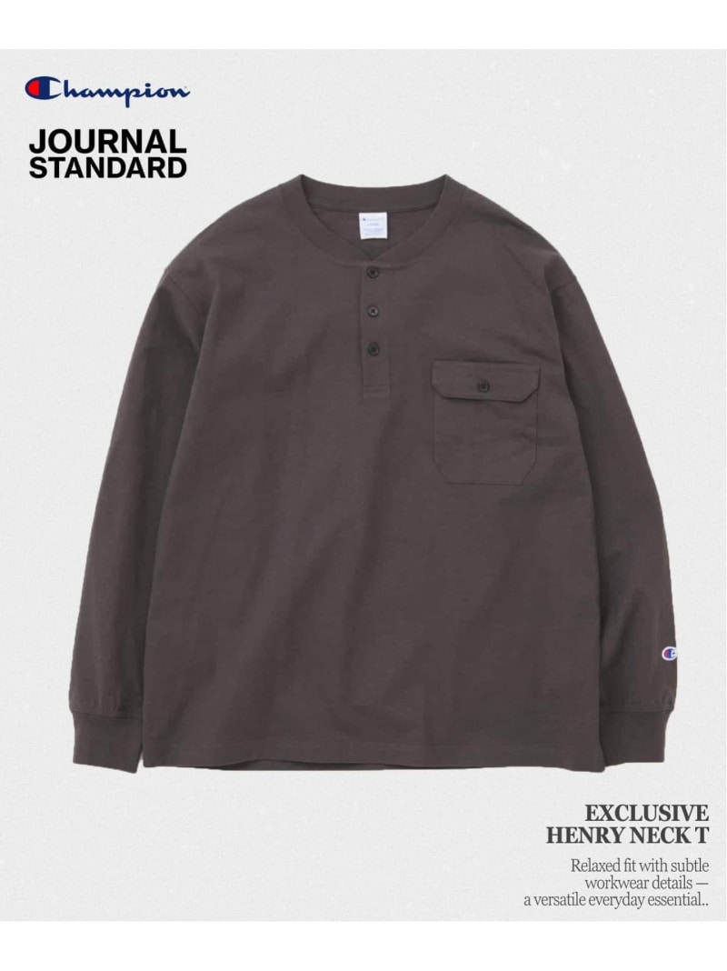 CHAMPION / チャンピオン for JS 長袖 ヘンリーネック JOURNAL STANDARD ジャーナル スタンダード トップス カットソー・Tシャツ ブラック ホワイト ブラウン グリーン【送料無料】[ Fashion]