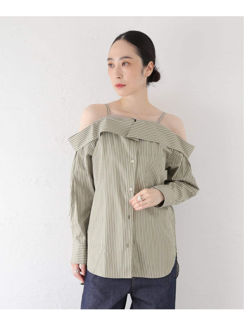 【SALE／30%OFF】【FUMIE TANAKA/フミエタナカ】round stripe SH シャツ JOURNAL STANDARD L'ESSAGE ジャーナルスタンダード レサージュ トップス シャツ・ブラウス ベージュ【RBA_E】【送料無料】[ Fashion]｜JOURNAL STANDARD