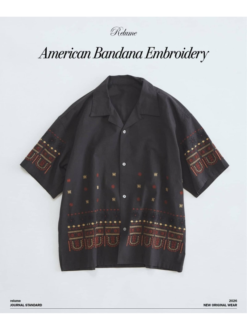 《取って置く》アメリカン バンダナ 刺しゅう 開けはなし色つや 半袖プルオーバー JOURNAL STANDARD relume 逐次刊行物 標準尺度 レリューム トップス プルオーバー・トップ 黒いこと 白いこと ベージュ【此れから取って置く】*【貨物輸送無料】[ Fashion]