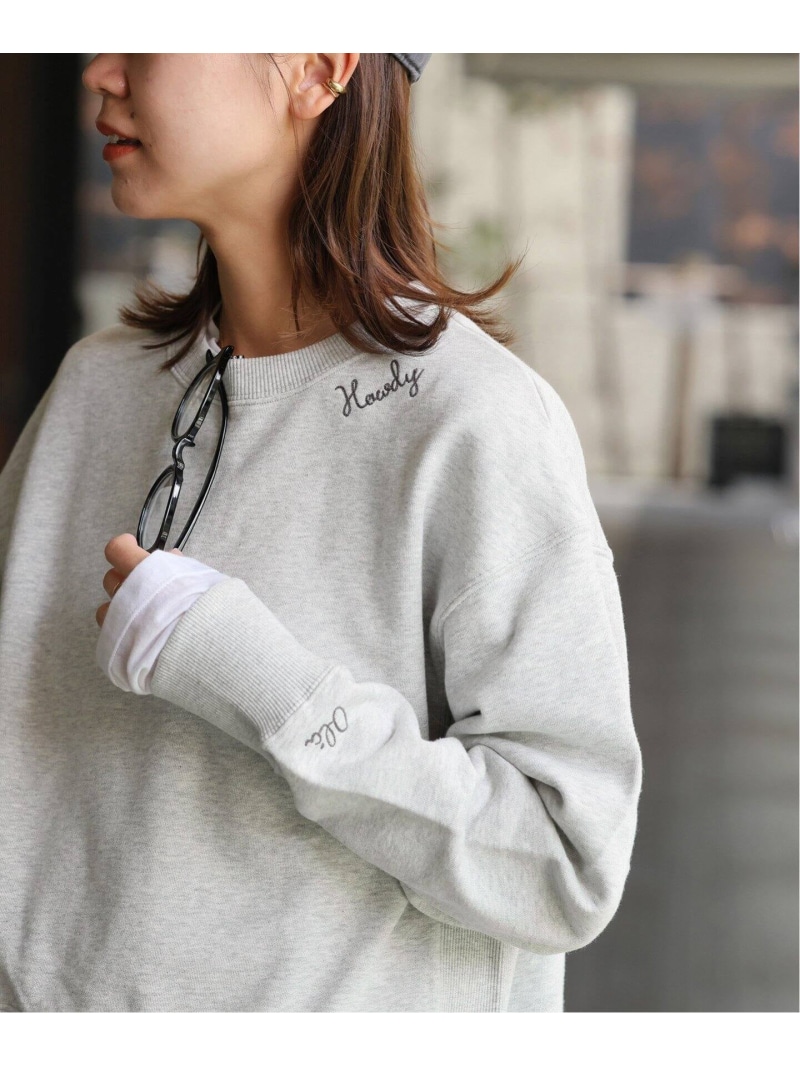 sandlessmoon もちもち裏起毛　刺繍　スウェットSETUP mukasa ORB EMBROIDERY SWEAT／刺繍スウェットプルオーバー