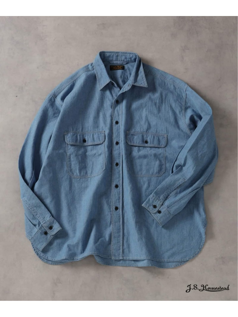 【SALE／30%OFF】J.S.Homestead / ワーカーズ ラージ シャツ JOURNAL STANDARD ジャーナル スタンダード トップス シャツ・ブラウス グレー ブルー【RBA_E】【送料無料】[ Fashion]｜JOURNAL STANDARD