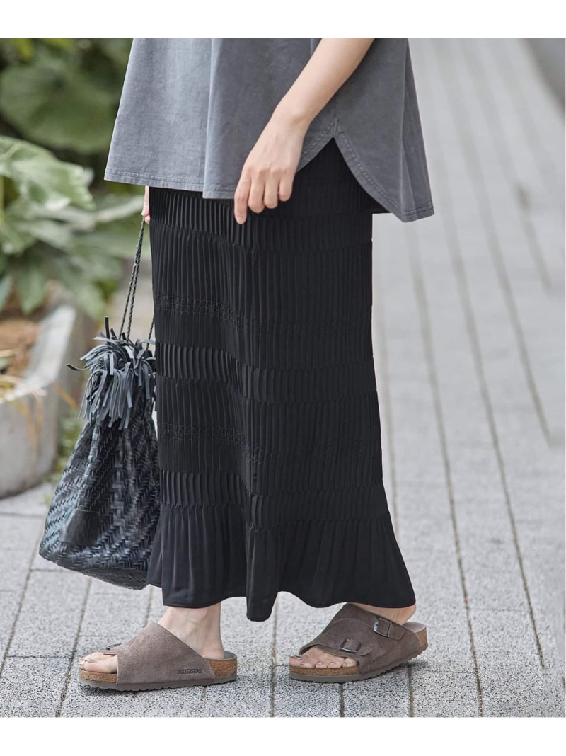 《追加予約》ミニプリーツシャーリングスカート JOURNAL STANDARD ジャーナル スタンダード スカート ロング・マキシスカート グレー ブラック【先行予約】*【送料無料】[ Fashion] 12,848円