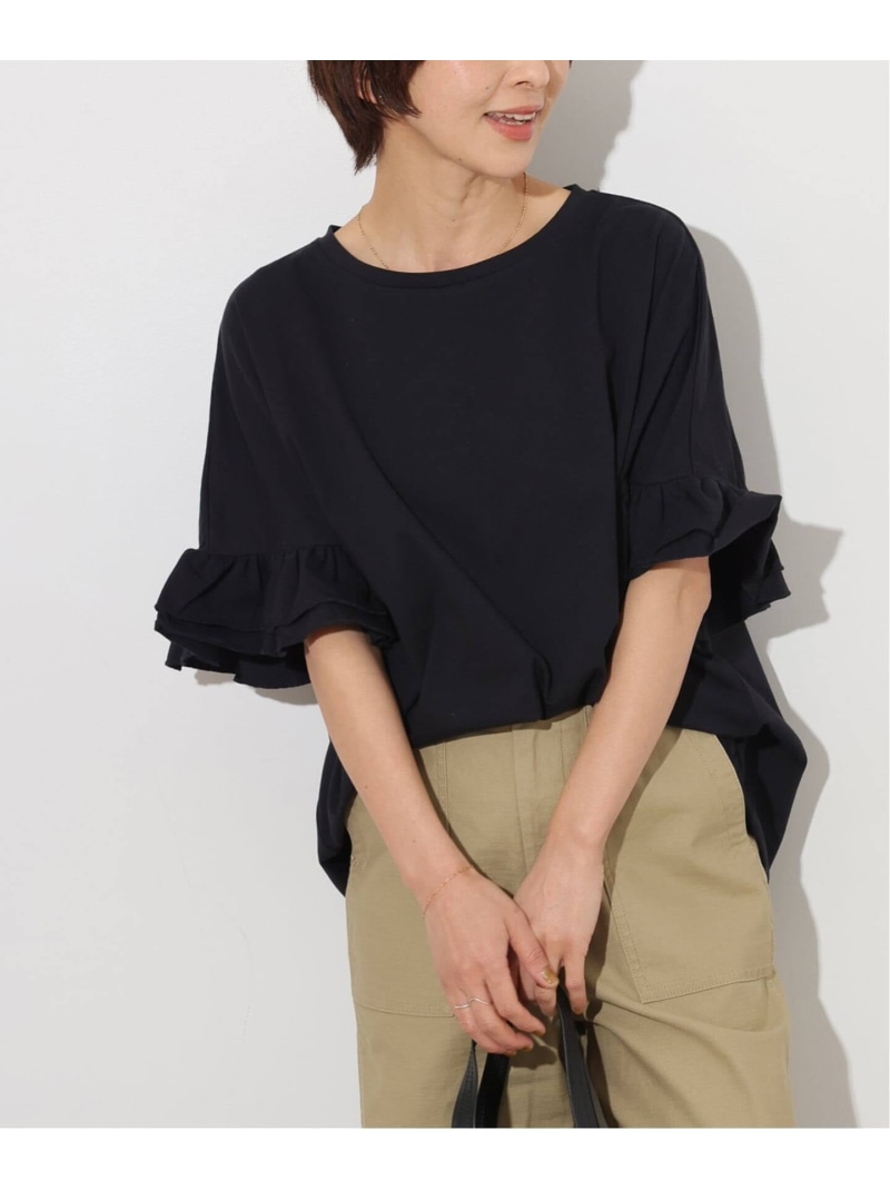 《追加》コットンダブルフリルTEE JOURNAL STANDARD relume ジャーナル スタンダード レリューム トップス カットソー・Tシャツ ホワイト ブラック【送料無料】[ Fashion]