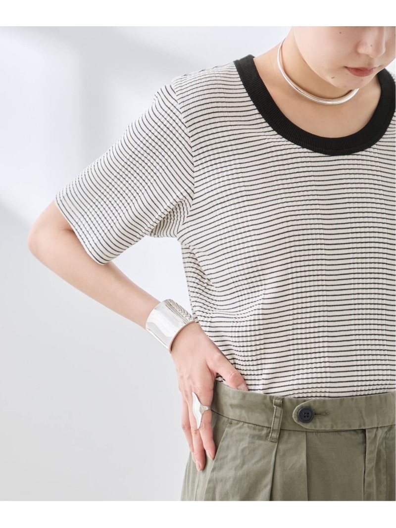 【SALE／30%OFF】ボーダーTシャツ JOURNAL STANDARD L'ESSAGE ジャーナルスタンダード レサージュ トップス カットソー・Tシャツ ベージュ ブラック【RBA_E】【送料無料】[ Fashion]｜JOURNAL STANDARD