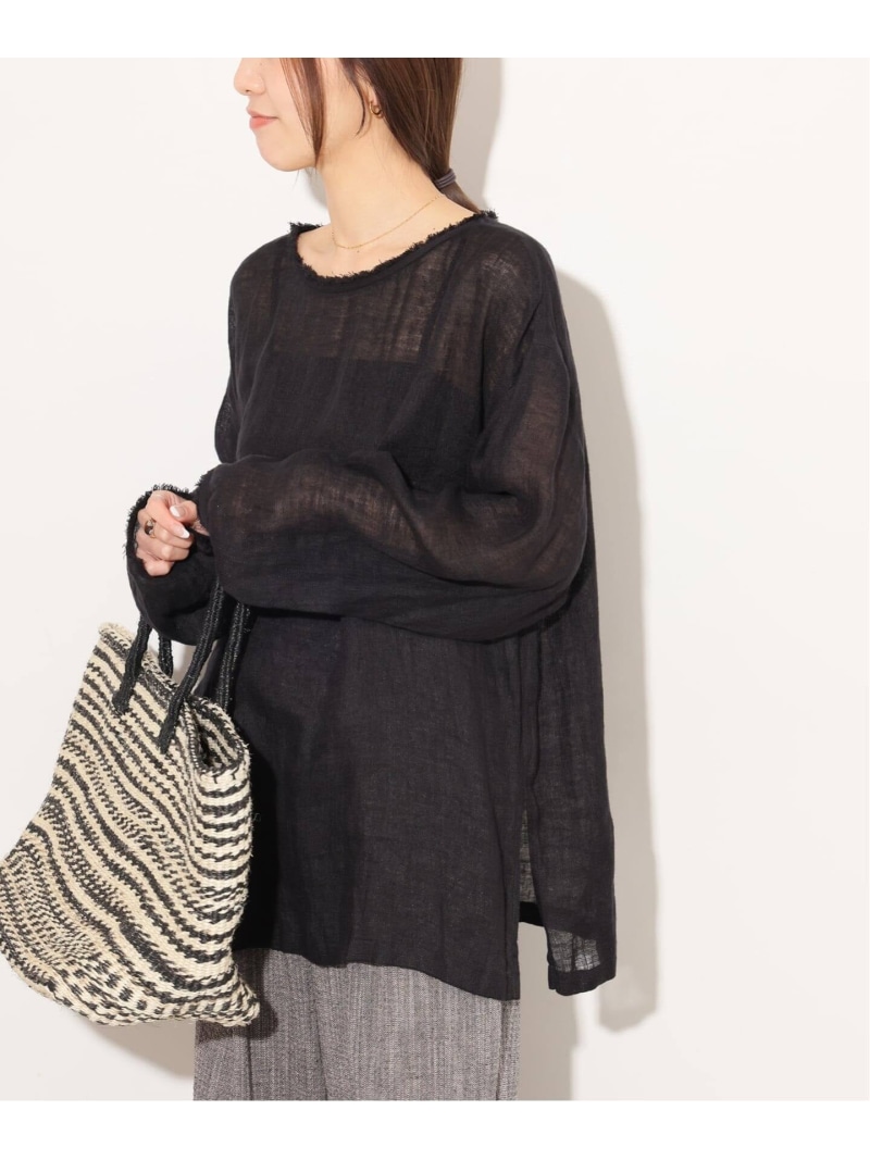 《予約》リネンガーゼロングスリーブビッグプルオーバー JOURNAL STANDARD relume ジャーナル スタンダード レリューム トップス シャツ・ブラウス ホワイト ブラック ブラウン【先行予約】*【送料無料】[ Fashion]