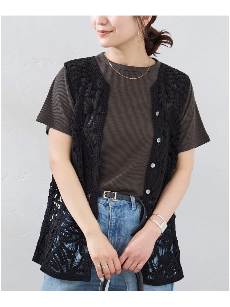 CRAFT エンブロイダリーレースベスト JOURNAL STANDARD 逐次刊行物 標準尺度 トップス より良い・ジレ 黒いこと 白いこと【貨物輸送無料】[ Fashion]
