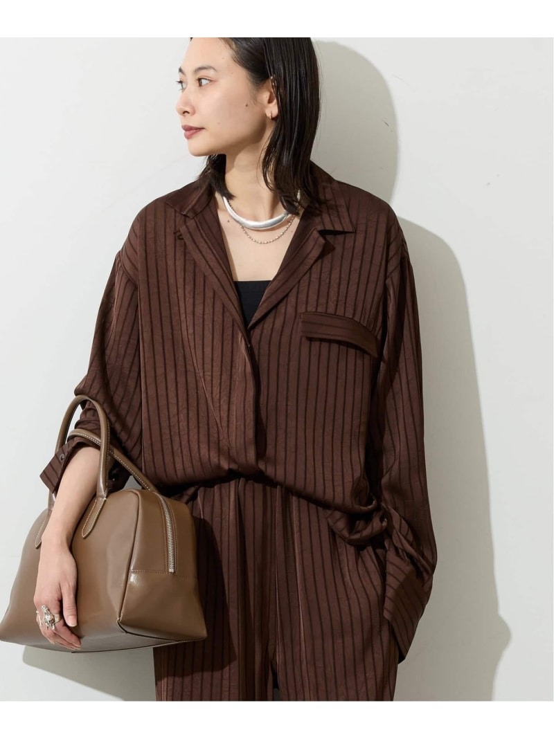 【ARCHIVE STANCE/アーカイブスタンス】Satin Stripe Dolman Shirt JOURNAL STANDARD ジャーナル スタンダード トップス シャツ・ブラウス ブラック ブラウン【送料無料】[ Fashion]
