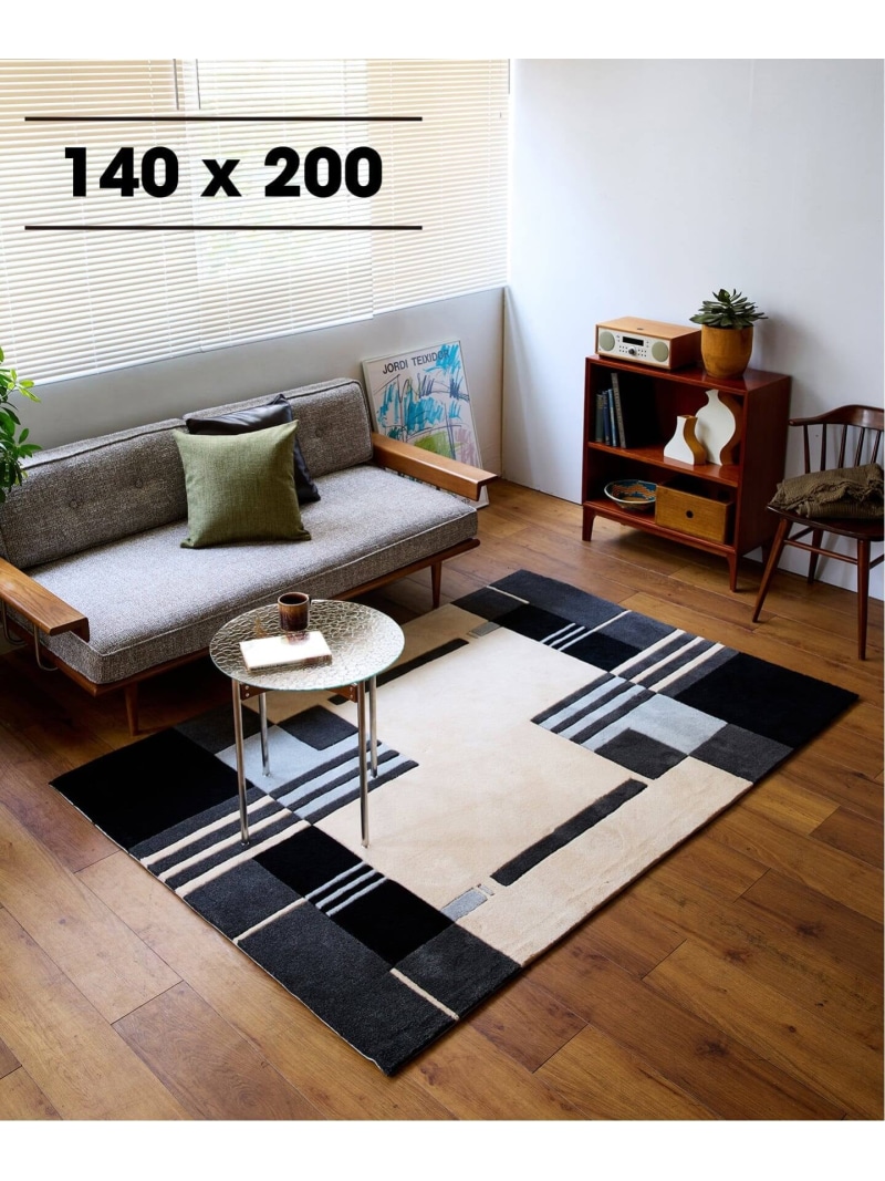 《取っておく》MIDCITY RUG 140x200 ミッドシティ 引っ敷き JOURNAL STANDARD FURNITURE ジャーナルスタンダードファニチャー 室内装飾・生きて行く雑貨 カーペット・ラグ・マット 黒いこと【先んずる取っておく】*【貨物輸送無料】[ Fashion]