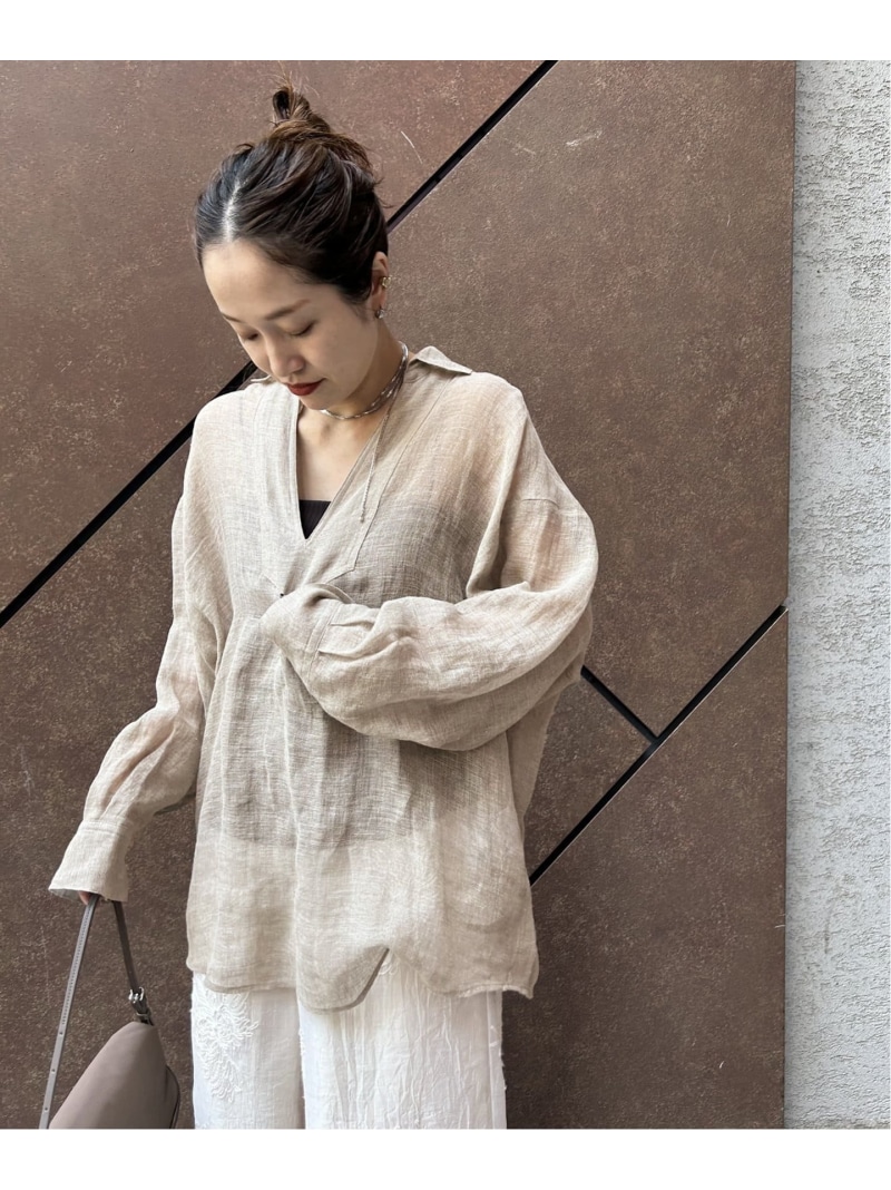 ジャーナルスタンダード　リネンコットンフレンチスリーブドロストシャツ 追加2》ハードマンズリネンコットンフレンチスリーブスキッパー