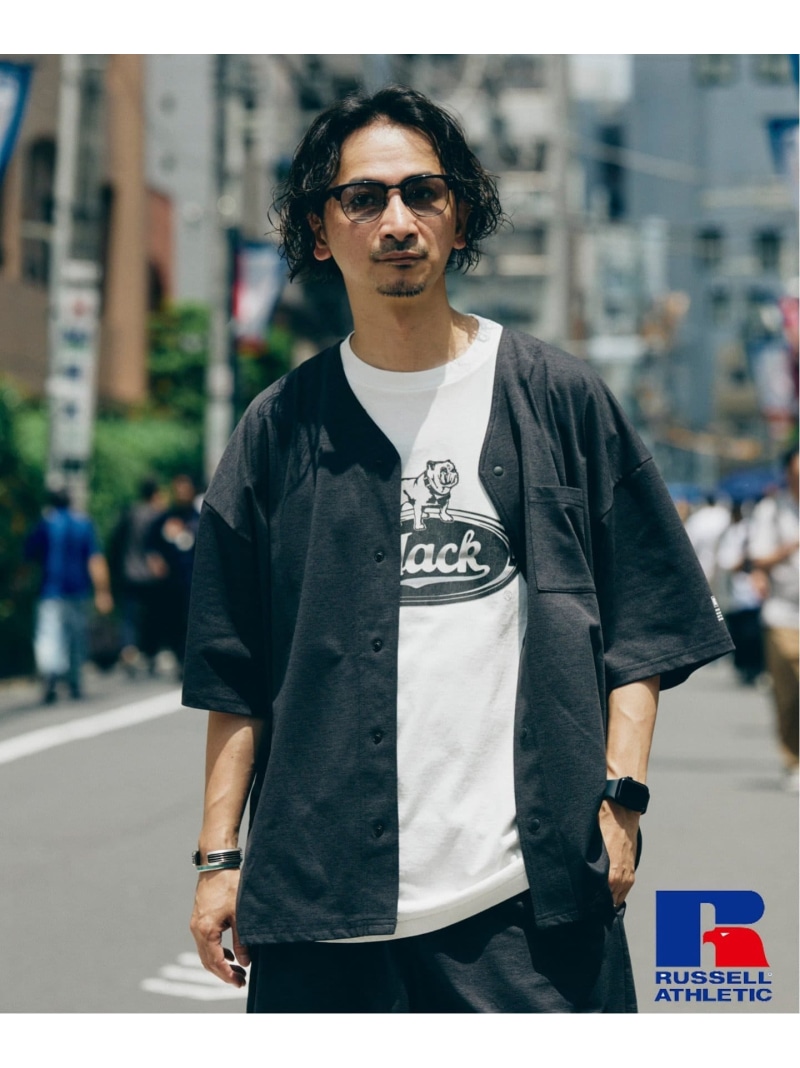 【SALE／30%OFF】吸水速乾 RUSSELL ATHLETIC 別注 Dri-Power(R) ベースボールシャツ JOURNAL STANDARD relume ジャーナル スタンダード レリューム トップス シャツ・ブラウス ブルー ブラック グレー【RBA_E】【送料無料】[ Fashion]
