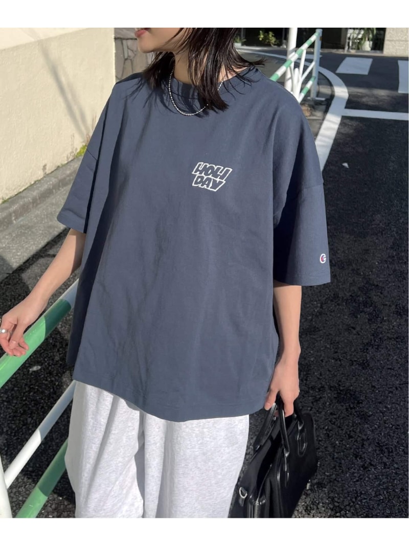 《予約》別注【CHAMPION*JOURNAL STANDARD by HOLIDAY】16s/1 Jersey T-SH JOURNAL STANDARD ジャーナル スタンダード トップス カットソー・Tシャツ ブラウン ピンク ネイビー ブラック グレー ホワイト【先行予約】*【送料無料】[ Fashion]