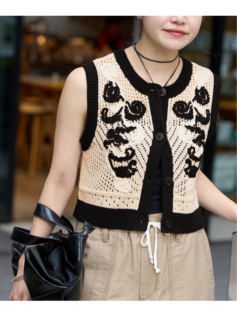 ジャーナルスタンダード ラックス　リネンダンガリー フリルジレ journal standard luxe リネンダンガリー フリルジレ