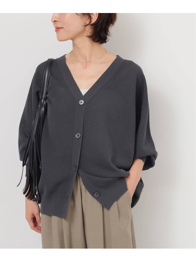 リネンミックスシアーVネックカーディガン JOURNAL STANDARD relume ジャーナル スタンダード レリューム トップス カーディガン ブラック レッド グレー【送料無料】[ Fashion]