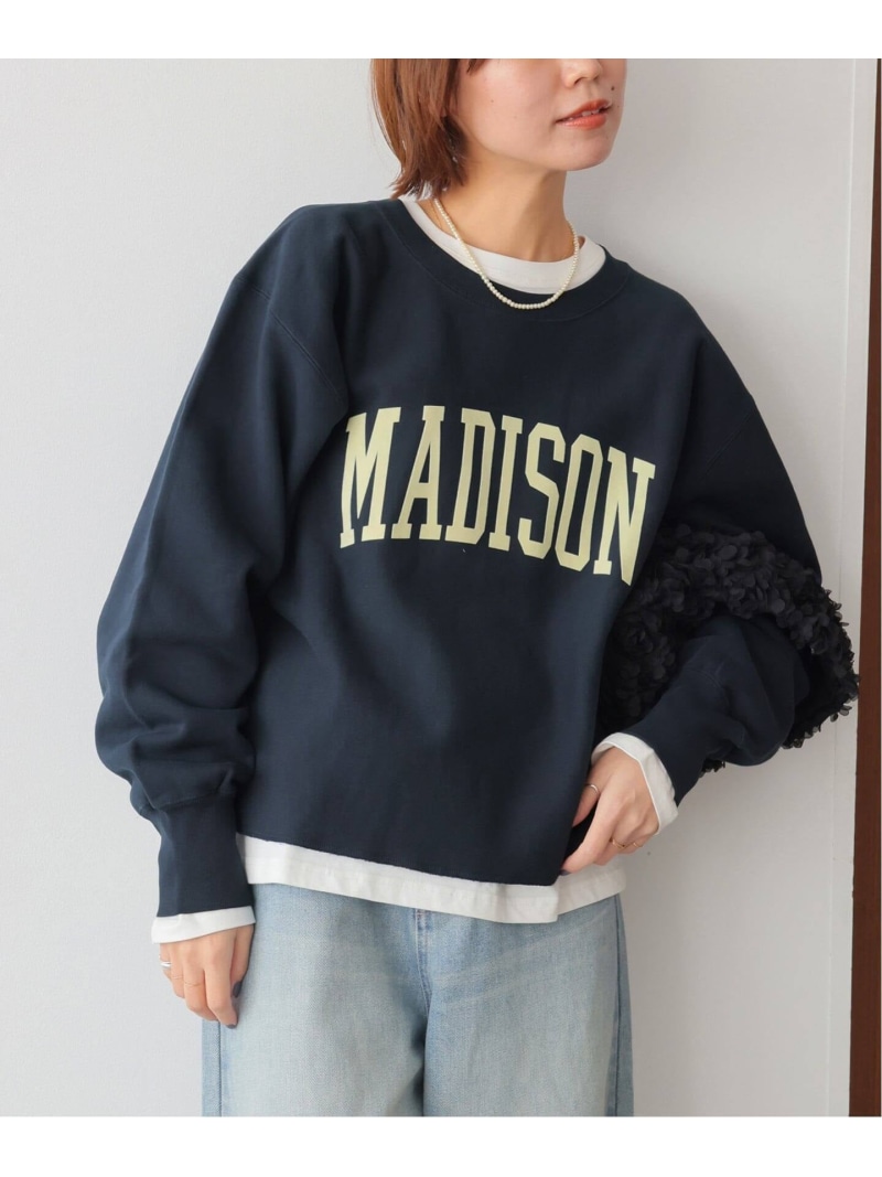 クロップドフロッキーロゴスウェット JOURNAL STANDARD relume ジャーナル スタンダード レリューム トップス スウェット・トレーナー ネイビー ベージュ グレー【送料無料】[ Fashion]