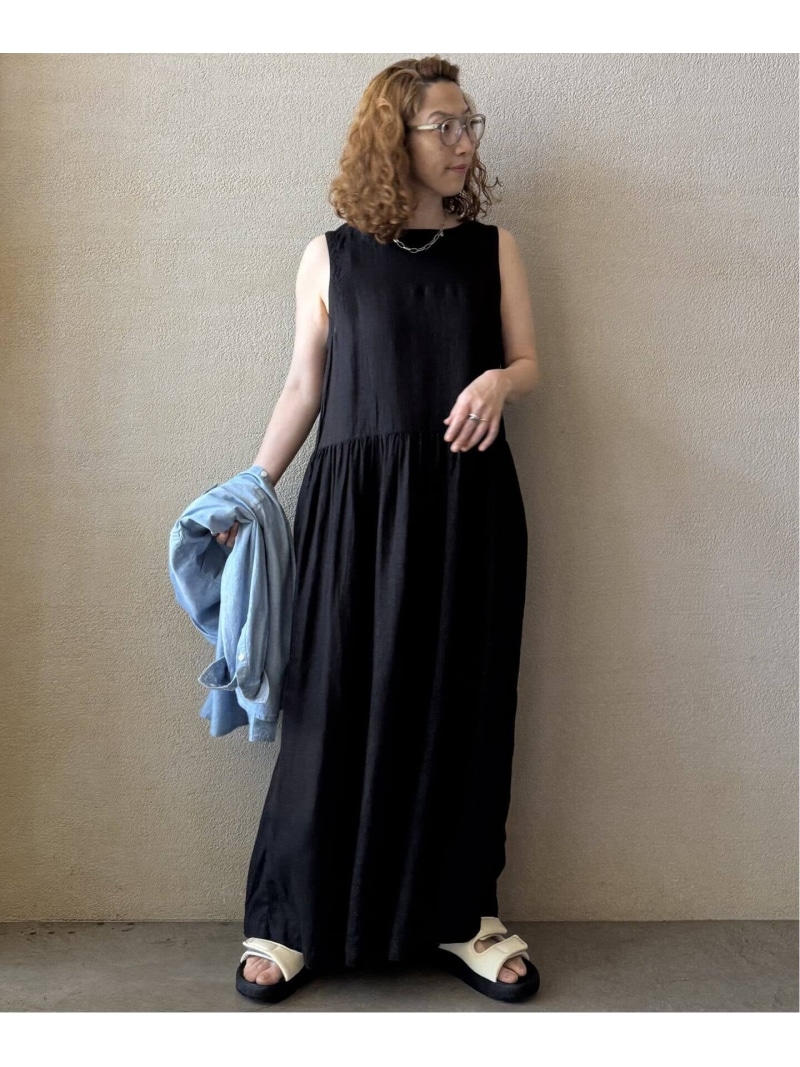 【ARMEN】LINEN PLAIN  BOAT NECK DRESS journal standard luxe 逐次刊行物標準尺度 ラックス 衣装・お召しもの 衣装 黒いこと 赤銅色 米国海軍【貨物輸送無料】[ Fashion]