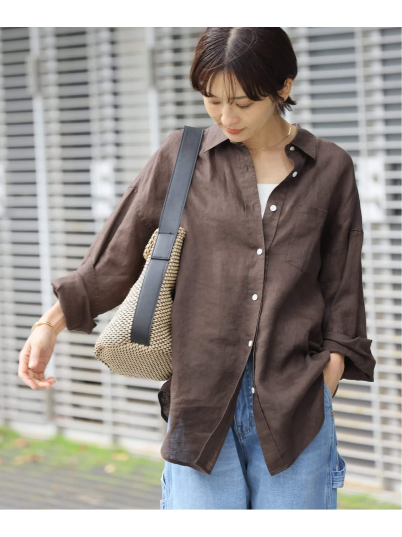No.66フレンチリネンオーバーサイズシャツ JOURNAL STANDARD relume 逐次刊行物 標準尺度 レリューム トップス ティーシャツ・トップ 赤銅色 黒いこと ベージュ【貨物輸送無料】[ Fashion] トップス-シャツ・ブラウス-レディースファッション