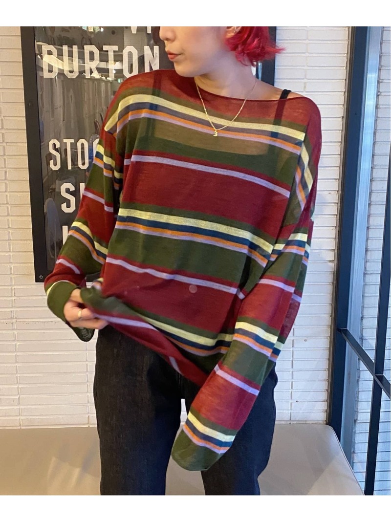 マルチボーダールーズニット Multi Border Loose Knit JOURNAL STANDARD ジャーナル スタンダード ニット  ニットその他 ネイビー レッド Rakuten Fashion 販売