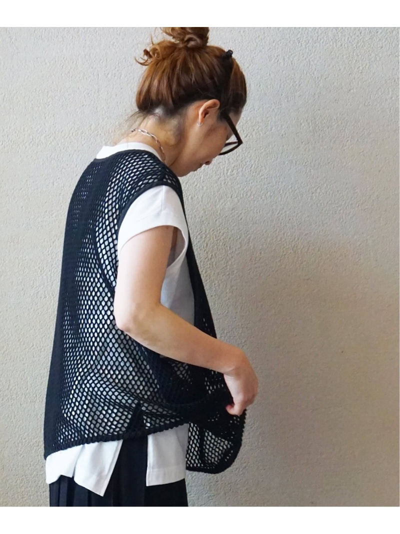 メッシュ 貯蔵タンク journal standard luxe 逐次刊行物標準尺度 ラックス トップス 余分の物のトップス ベージュ 黒いこと【貨物輸送無料】[ Fashion]