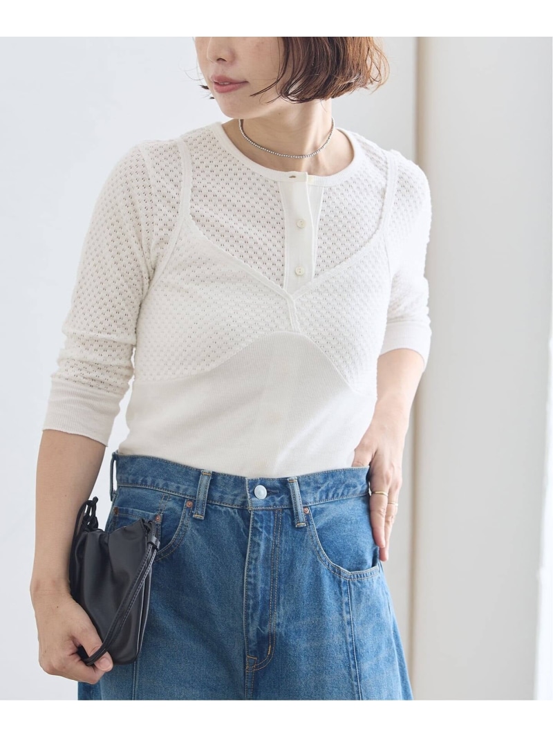 《予約》コットンメッシュキャミソール JOURNAL STANDARD L'ESSAGE ジャーナルスタンダード レサージュ トップス キャミソール ホワイト ブラック【先行予約】*【送料無料】[ Fashion]｜JOURNAL STANDARD