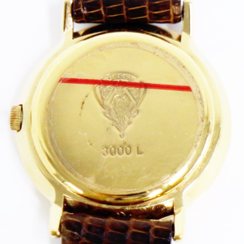 【GUCCI】グッチ シェリーライン 2047.1L 金メッキ ゴールド クオーツ アナログ表示 レディース 赤文字盤 腕時計