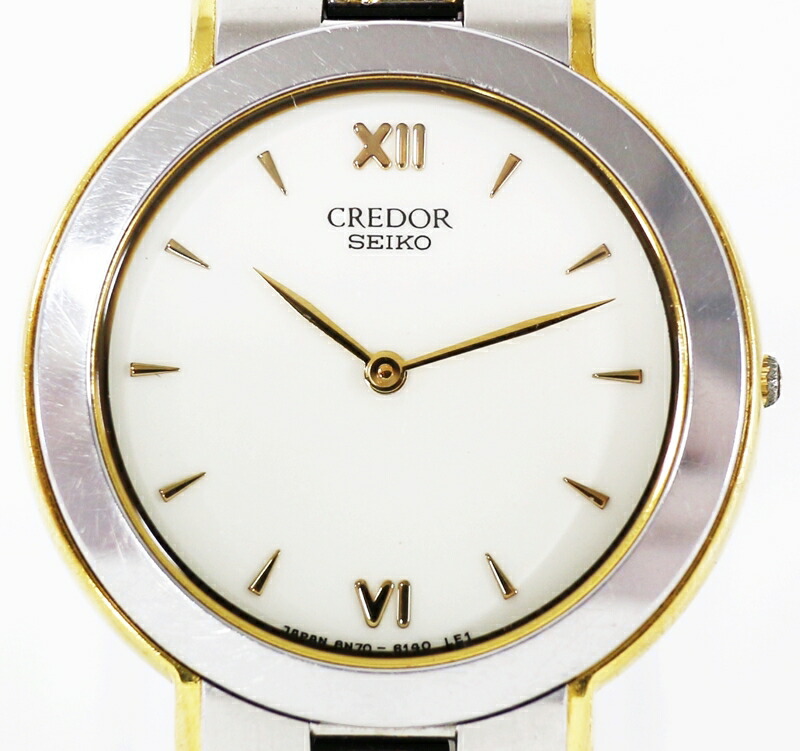 楽天市場 時計 Seiko Credor セイコー クレドール 8n70 6160 Ss 18kt Middle メンズ腕時計 クォーツ 19 8 1 電池交換済み Johso