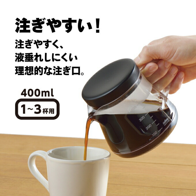 コーヒーサーバーストロン 400 ホワイト TW-3729 RCP 日本製 コーヒー 珈琲 コーヒーサーバー ドリッパー 丈夫 注ぎやすい 目盛付き  コーヒー・お茶用品