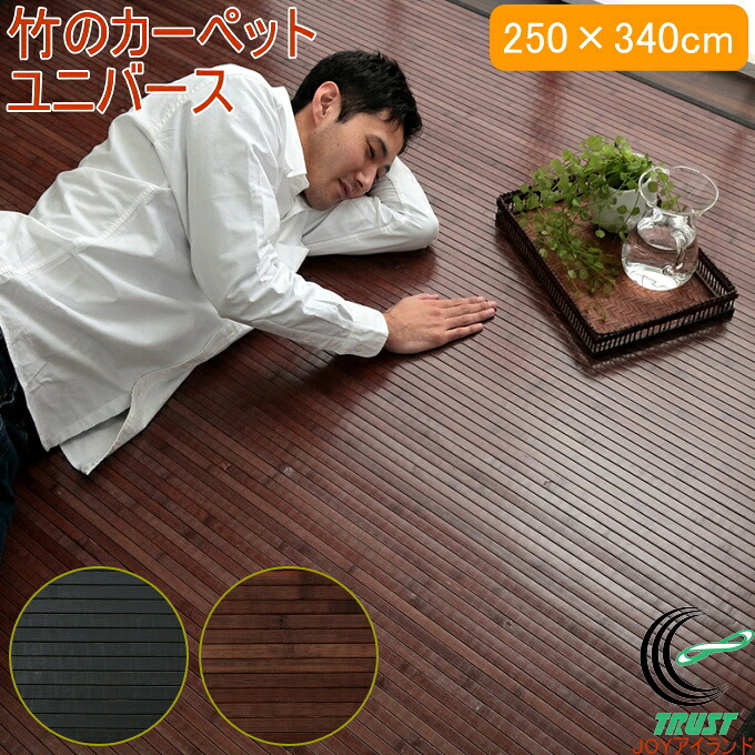 竹のカーペット ユニバース 250&times;340cm RCP 送料無料 竹 天然竹 バンブー ラグ カーペット バンブーカーペット 無地 糸なしタイプ 自然素材 丈夫 ひんやり 孟宗竹 皮下使用 洗濯不可｜ＪＯＹアイランド