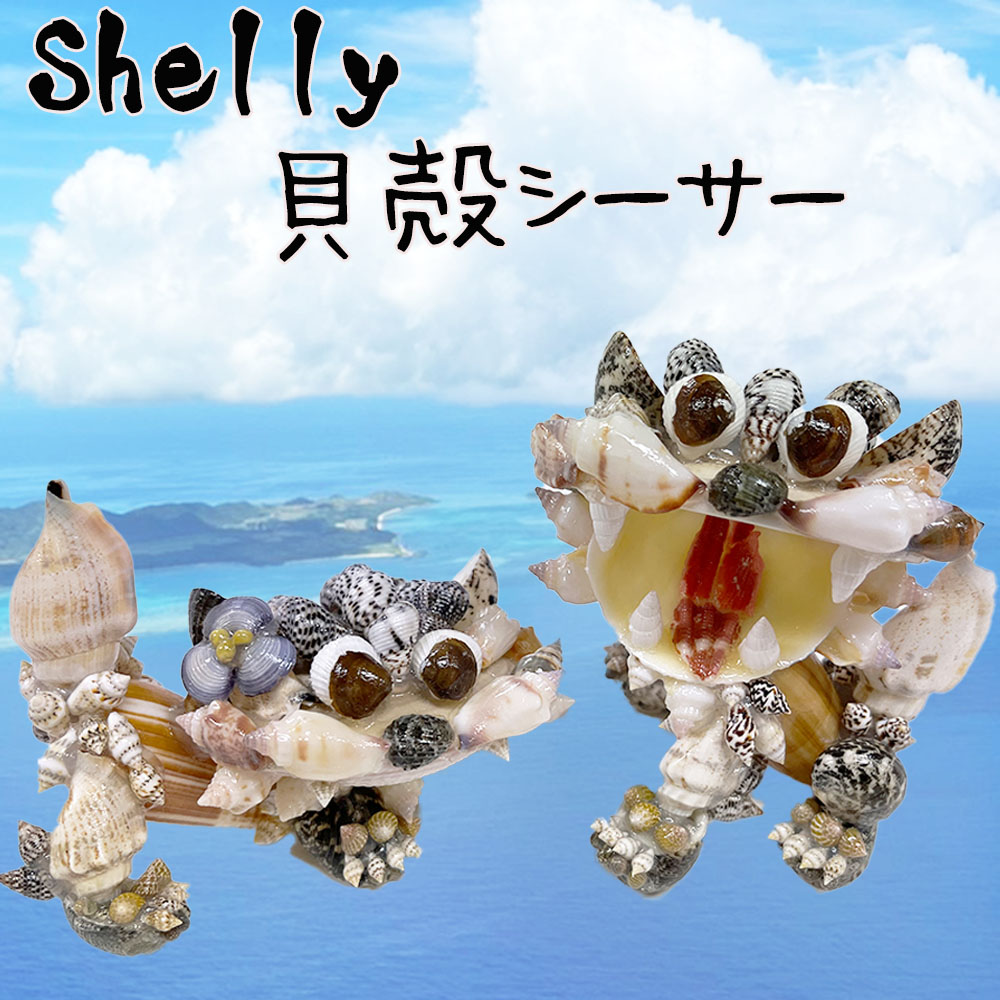 送料無料　シーサー　Shelly　貝殻シーサー　沖縄　風水　魔除け　守り神　誕生日 プレゼント インテリア お礼 開店 雑貨　 玄関 トイレ 映え 可愛い　癒し　開店祝い　沖縄旅行　海　沖縄土産　おきなわ　守護神　南国　厄年　御守｜JOY-NT 店