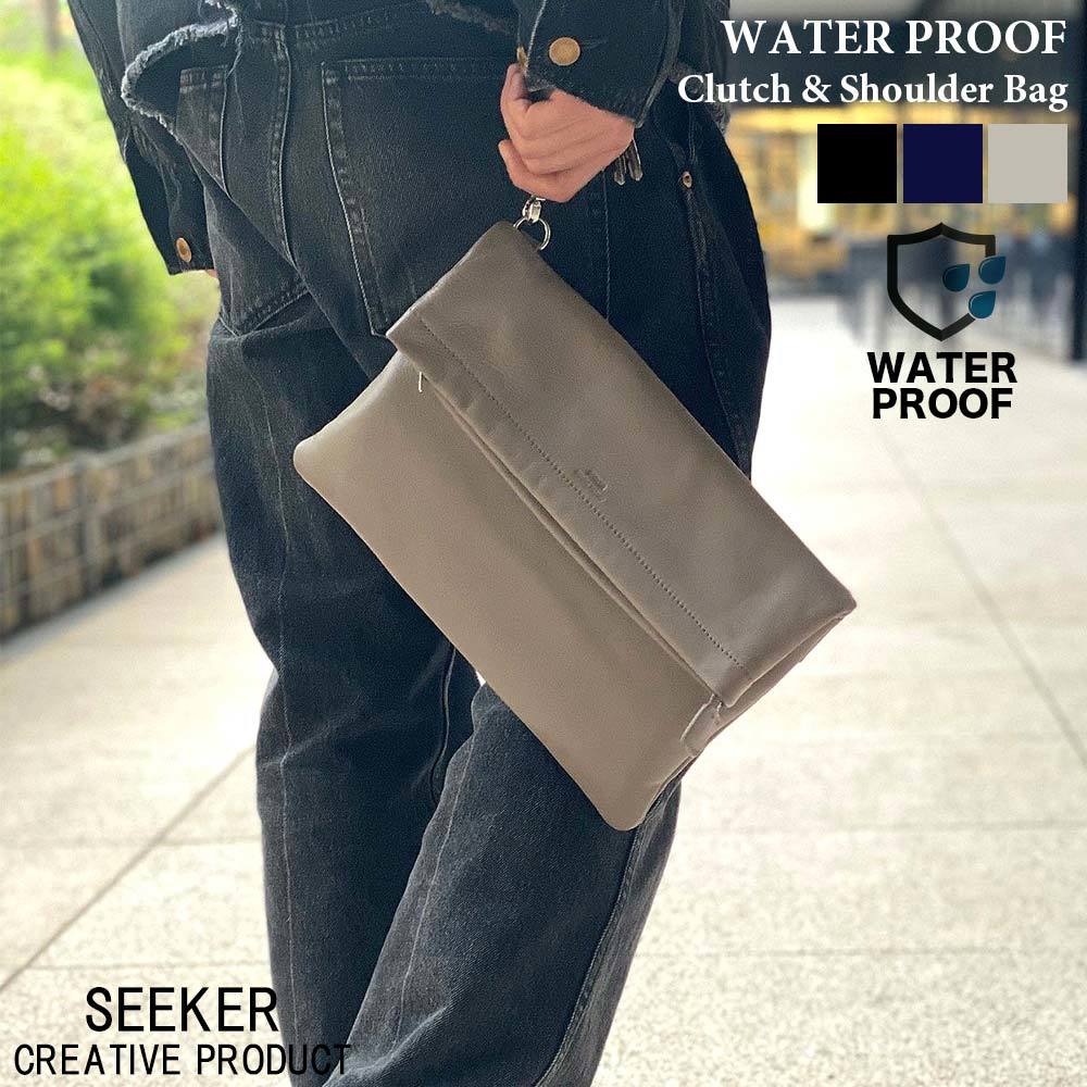 Seeker シーカー バッグ メンズ 2way 口折れクラッチショルダー 防水 ショルダーバッグ クラッチバッグ Skb 021ft4 本革 ビジネス 肩掛け 防水レザー 高級 レザー 高級 バック 薄型 ブランド スリム 人気 カバン 送料無料 通学 通勤 斜めがけ