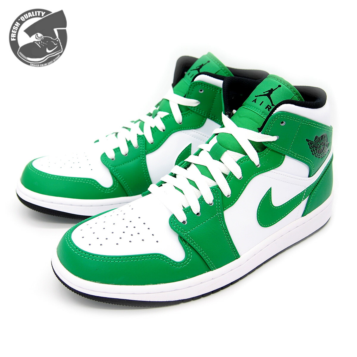 楽天市場】NIKE AIR JORDAN 1 MID LUCKY GREEN/BLACK‐WHITE dq8426-301