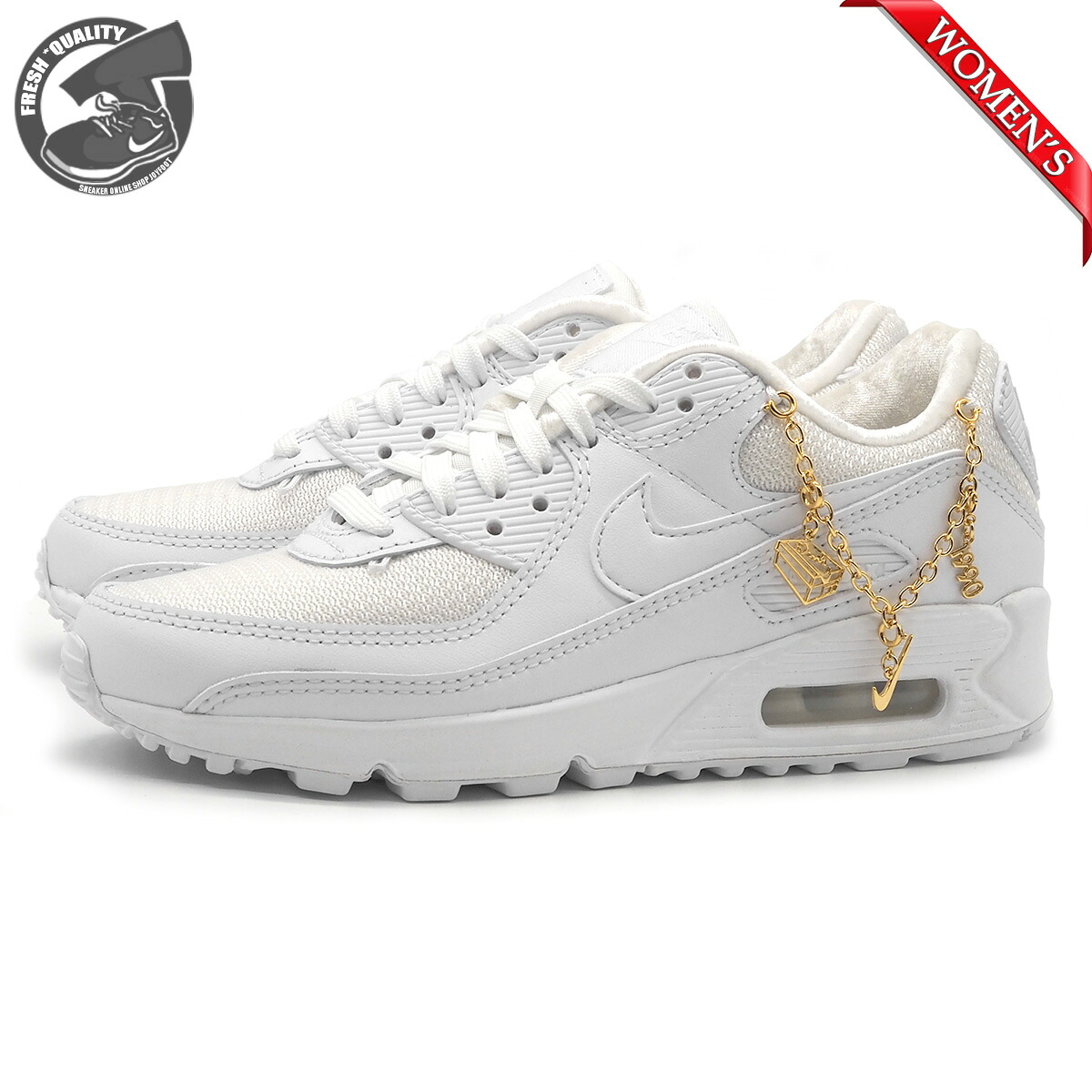 NIKE WMNS AIR MAX 90 PREMIUM WHITE/METALLIC GOLD/WHITE DH0569-100 ナイキ ウィメンズ エアマックス 90 プレミアム ホワイト/メタリックゴールド/ホワイト レディース ｜JOYFOOT &rdquo;SNEAKER ONLINE SHOP&rdquo;