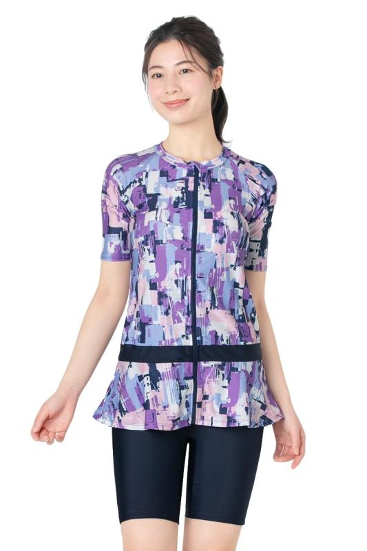 [アラポラッカ] フィットネス 水着 レディース 大きいサイズ セパレート チュニック 半袖 体型カバー｜ジョイフル39店