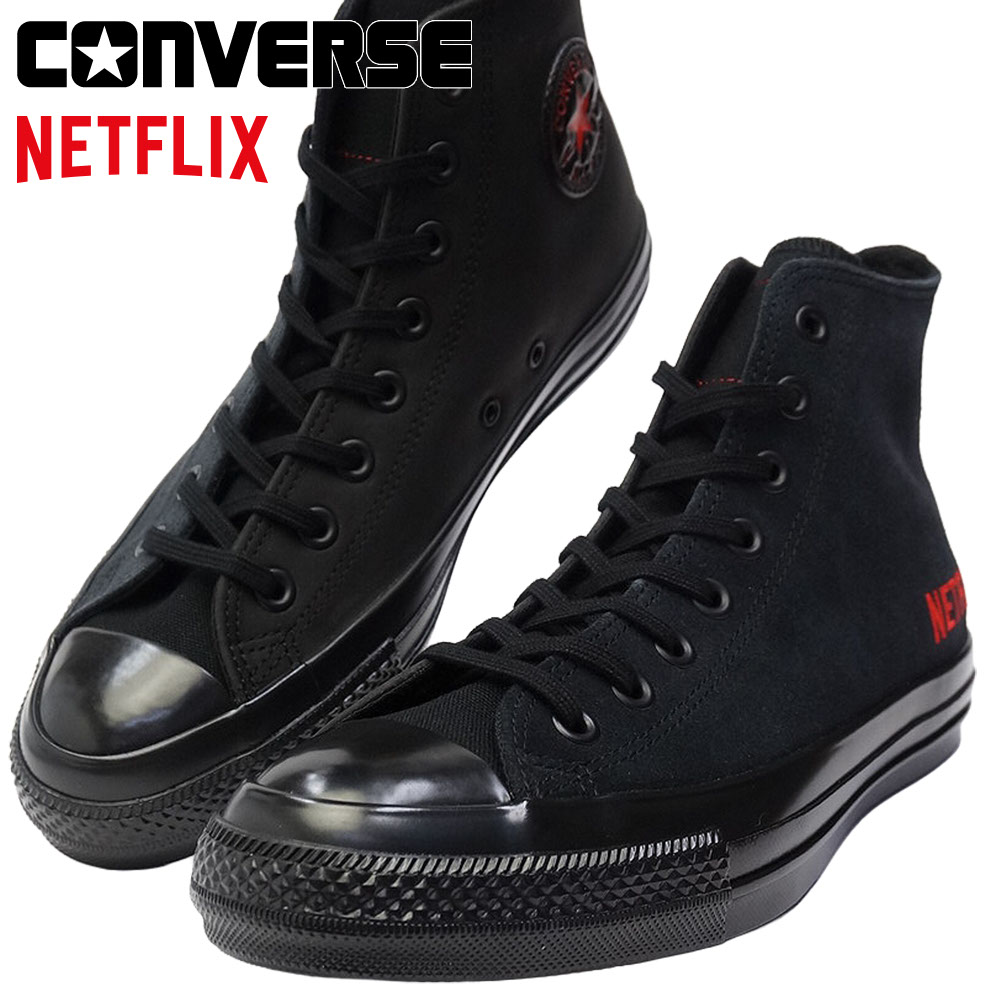【エントリーでP10倍】コンバース CONVERSE ネットフリックス オールスター スニーカー エイジド ハイカット ブラック レザー 限定モデル コラボ ALL STAR AGED HI NETFLIX 26春夏新作|ジョイスキップ