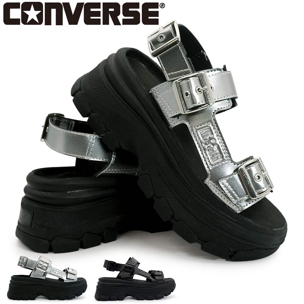 【エントリーでP10倍】コンバース CONVERSE 厚底 サンダル レディース オールスター トレックウエーブ サンダル ブラックモノクローム シルバー ALL STAR TREKWAVE SANDAL 26春夏新作｜ジョイスキップ