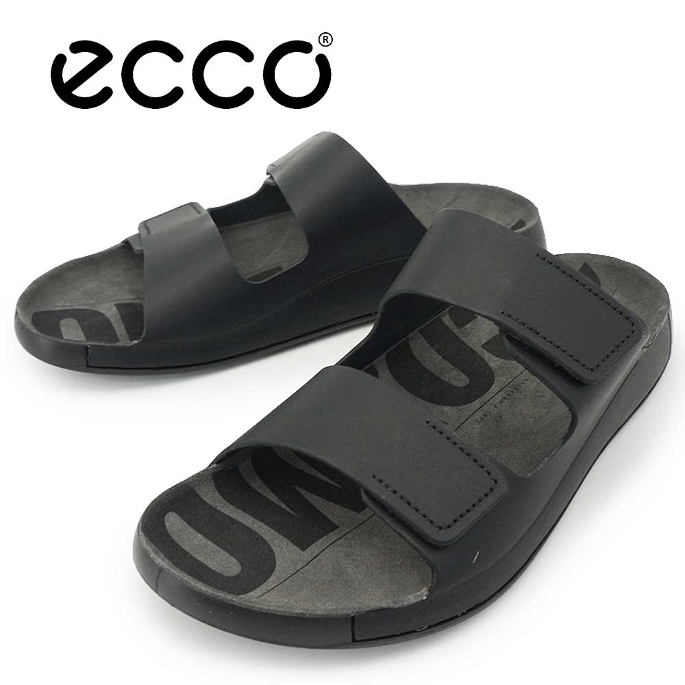 【エントリーでP10倍】エコー 靴 メンズ サンダル ECCO Cozmo Sandal 500904 レザー 2ストラップサンダル リラックスサンダル スライドサンダル フルグレインレザー ブラック 26春夏新作|ジョイスキップ