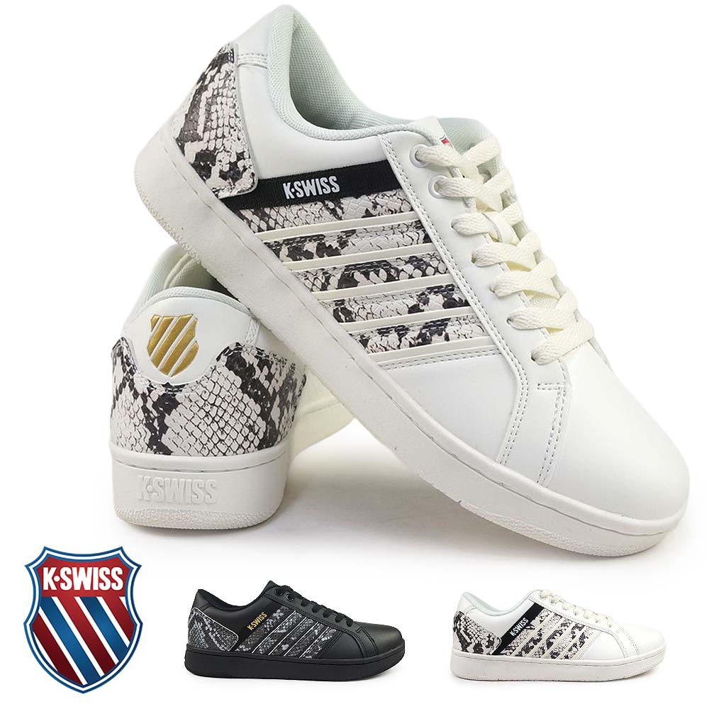 メンズ スニーカー 黒 K・SWISS 白 ケースイス パイソン柄 ローカット KSM0036 コートスタイル ヘビ柄 25春夏新作