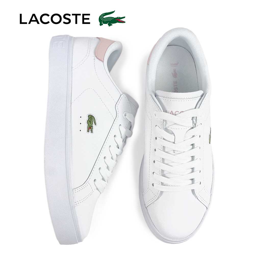 ラコステ LACOSTE スニーカー レディース 白 靴 レザー シューズ パワーコート GRPH 225 1 50SFA0155 POWERCOURT GRPH 25秋冬新作