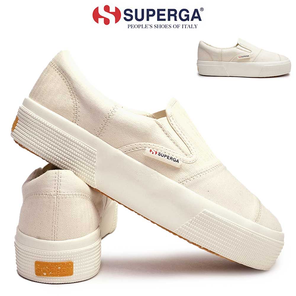 スニーカー あす楽 スペルガ Superga スニーカー 2347 S2128nw スリップオン オーガニック パッチワーク 厚底 レディース サスティナブル シンプル 2347 Slip On Organic Patchwork ジョイスキップ