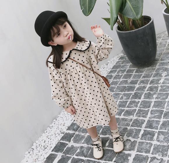 楽天市場 キッズ ベビー服 ワンピース 長袖 ドット柄 水玉 レトロ 大人っぽい カジュアル 子供服 春 秋 かわいい 女の子 ジュニア おそろい 洋服 オシャレ 100cm 110cm 1cm 130cm キッズ ベビー服 Joypot
