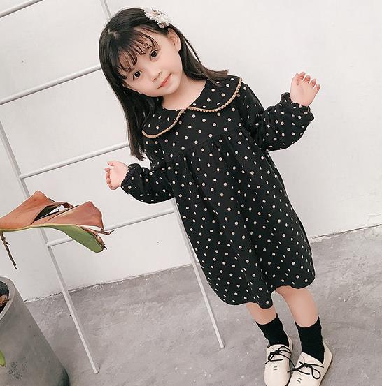 楽天市場 キッズ ベビー服 ワンピース 長袖 ドット柄 水玉 レトロ 大人っぽい カジュアル 子供服 春 秋 かわいい 女の子 ジュニア おそろい 洋服 オシャレ 100cm 110cm 1cm 130cm キッズ ベビー服 Joypot