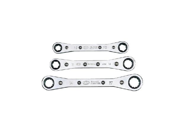 京都機械工具 RM03 板ラチェットメガネレンチセット 3本組 RM03