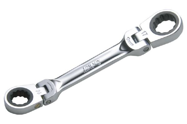 京都機械工具 MR1S-1719F ショートラチェットメガネレンチ両頭首振り MR1S-1719F
