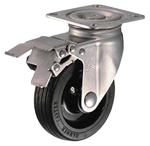 ハンマーキャスター ハンマー　オールステンレス　Ｓ型自在　ＳＰ付　ゴム車１２５ｍｍ 315S-RU125-BAR01 1251384