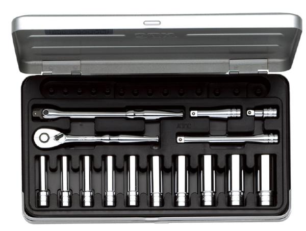 京都機械工具 KTC TB2L10 (6.3SQ) ディープソケットレンチセット (ミリ) 【1/4′′SQソケットレンチセット】 000011033002