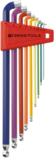 PBスイスツールズ社 2212.LH-10RB レインボショートヘッド六角セット(パックナシ 2212.LH-10RB